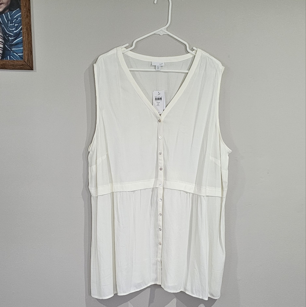 NWT J.Jill sleeveless tunic length top, 3X. Ivory color